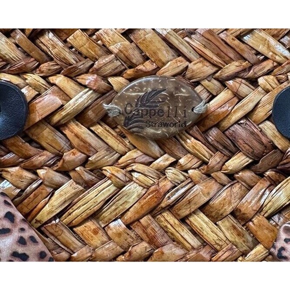 Capelli Straworld Double Handle Leopard Cheetah Mixed Print Satiny Bag Purse - Picture 7 of 9